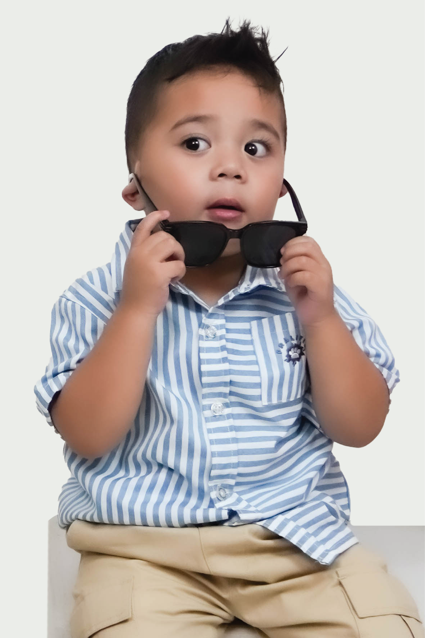 Toddler Boys Blue Striped Polo with Fralific Merch Icon