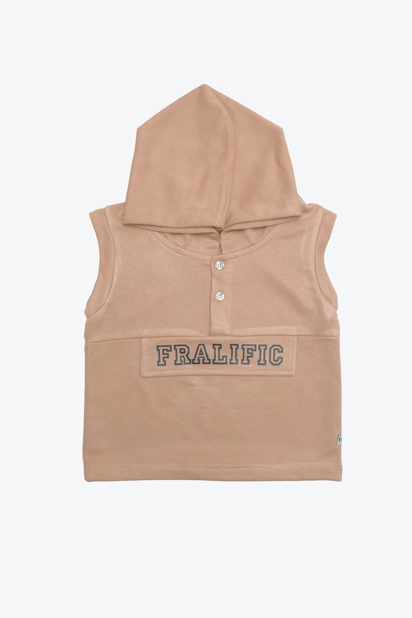 Brown Sleeveless Hoodie for Toddler Boys