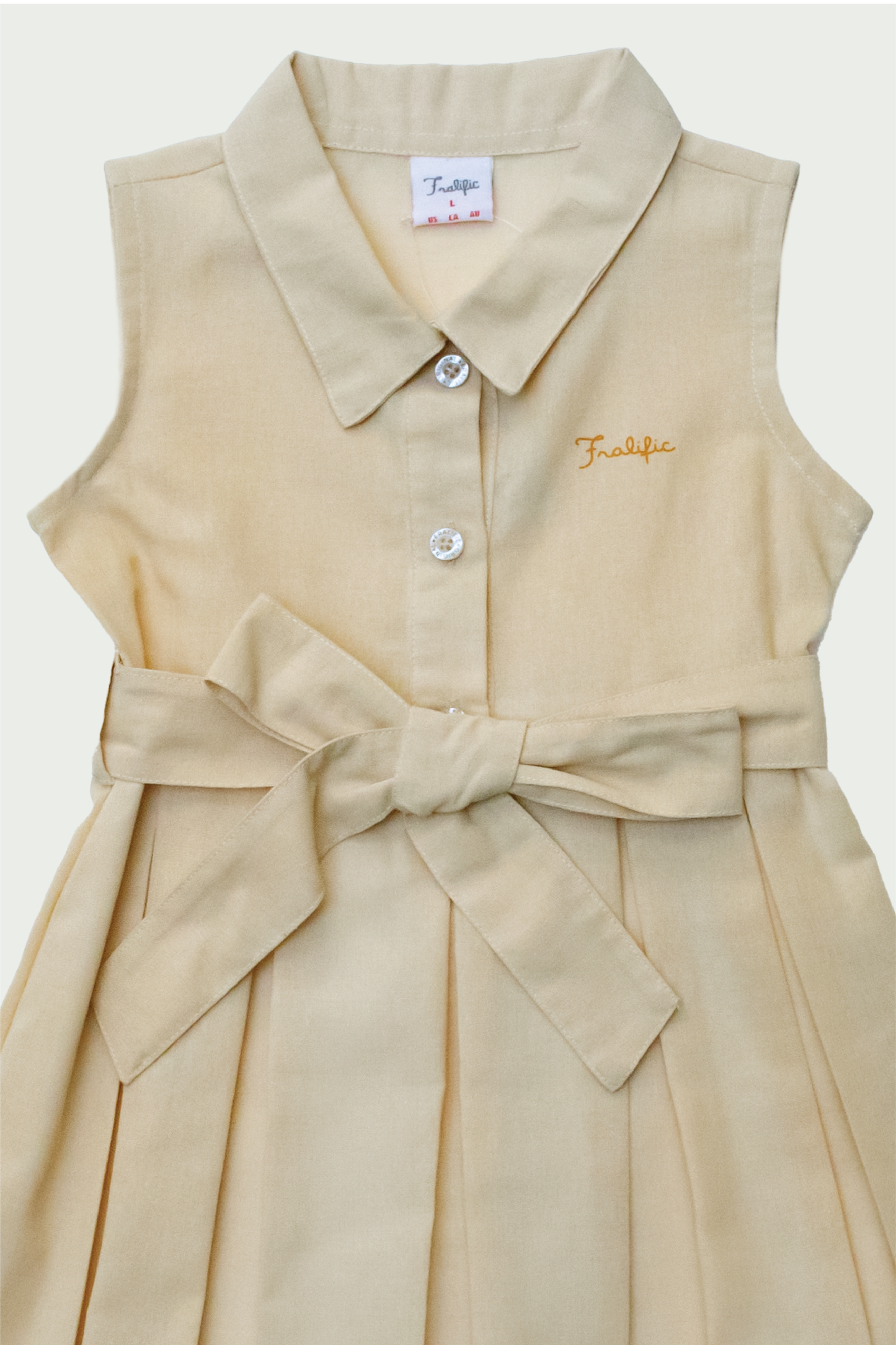Beige Sleeveless Dress for Toddler Girls