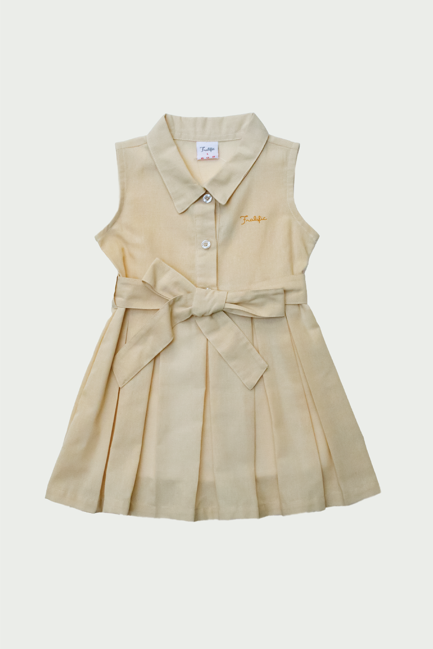 Beige Sleeveless Dress for Toddler Girls