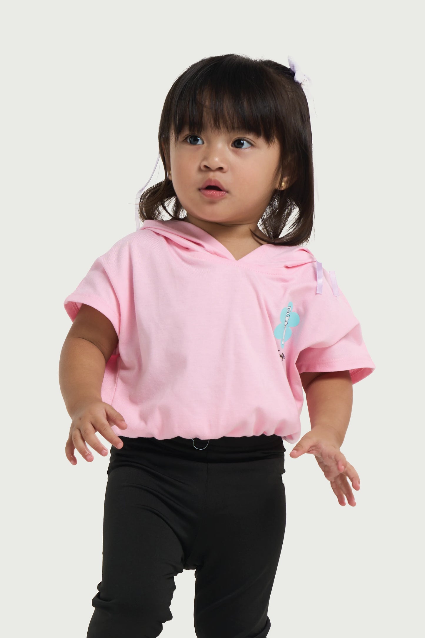 Pink Cropped Hoodie - Minimal Print for Toddler Girl