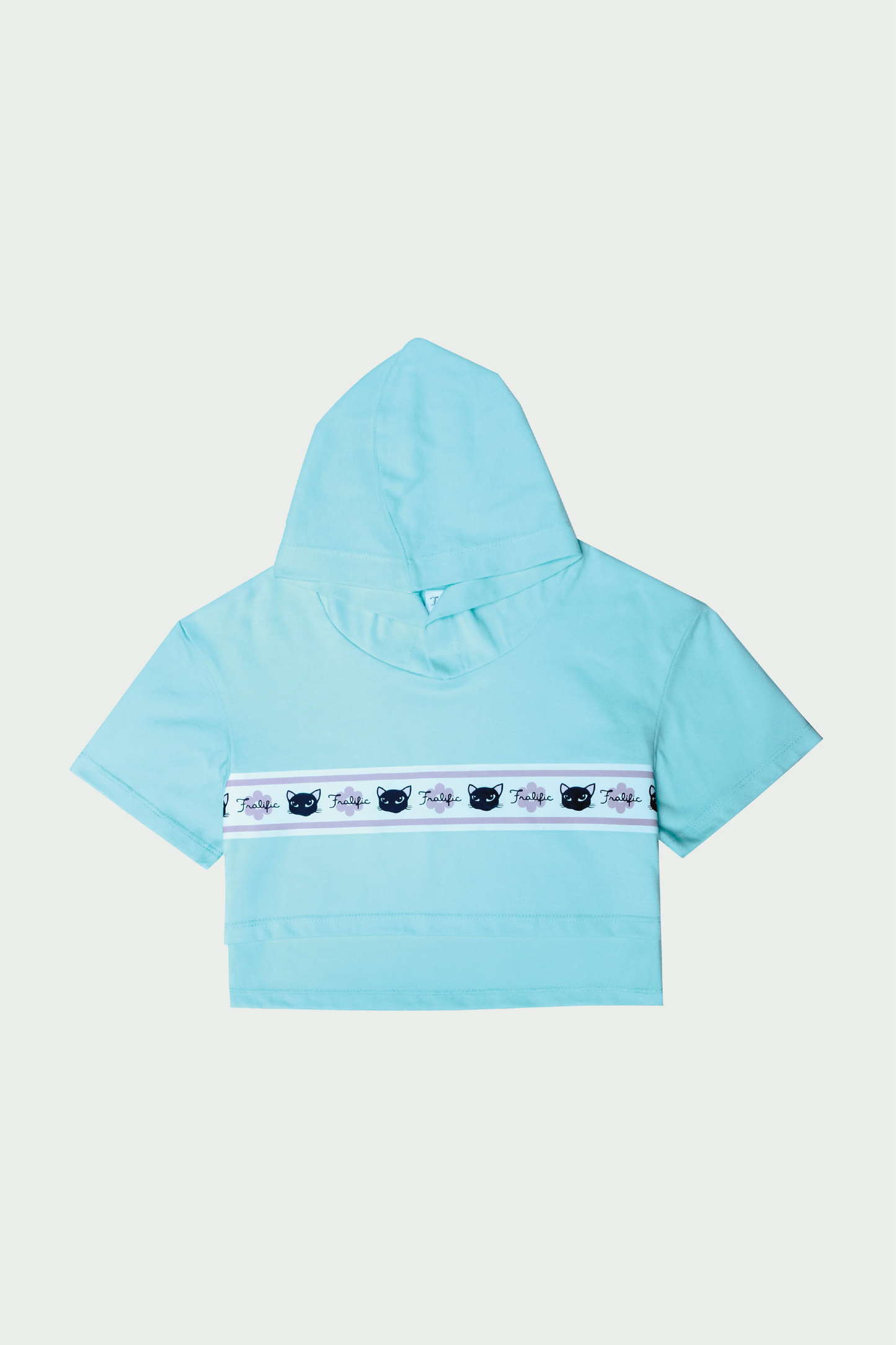 Teal Cropped Hoodie - Minimal Print for Toddler Girl