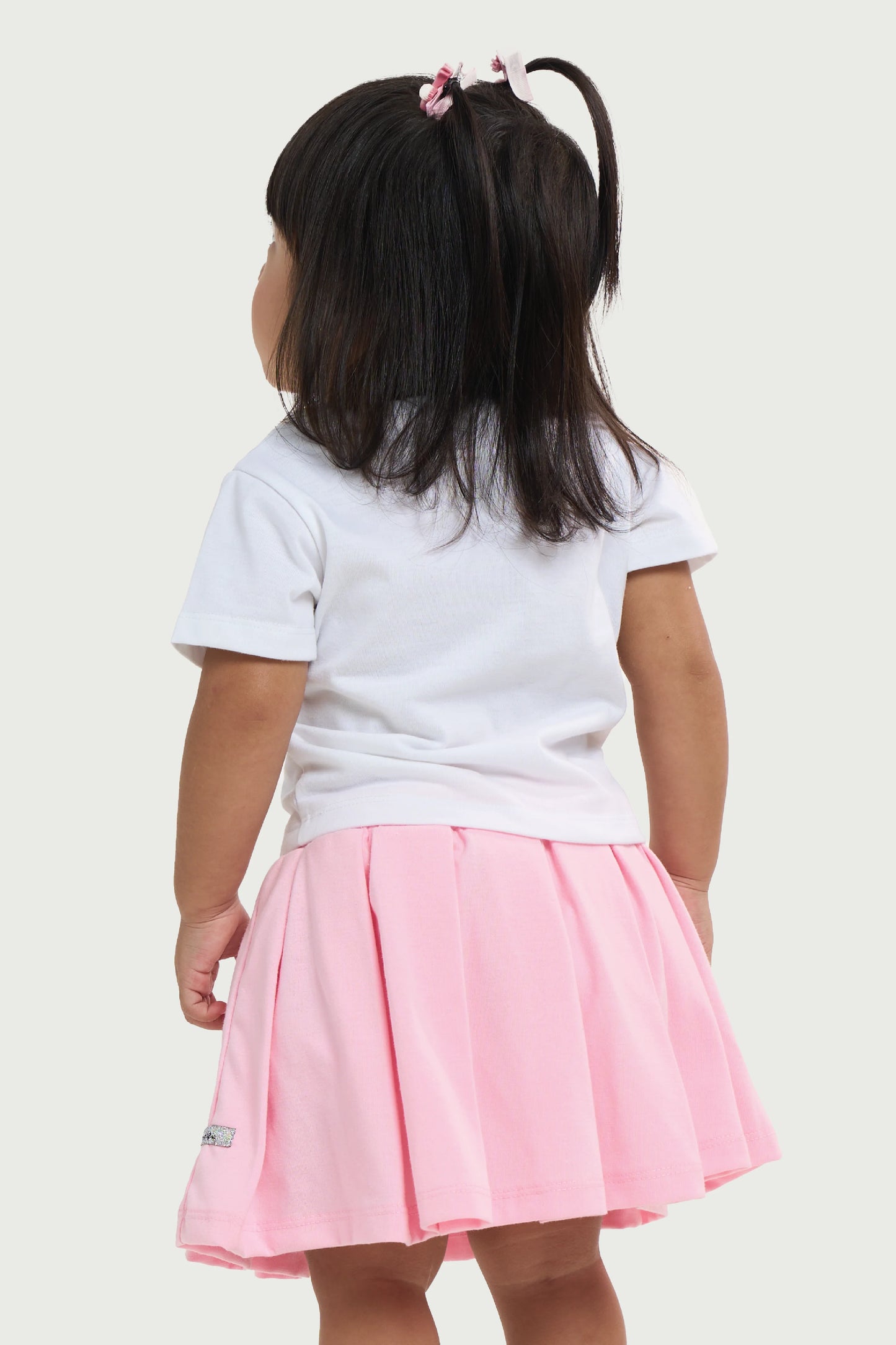T-Shirt Graphic Tee & Pink Pleated Skirt Set for Toddler Girl