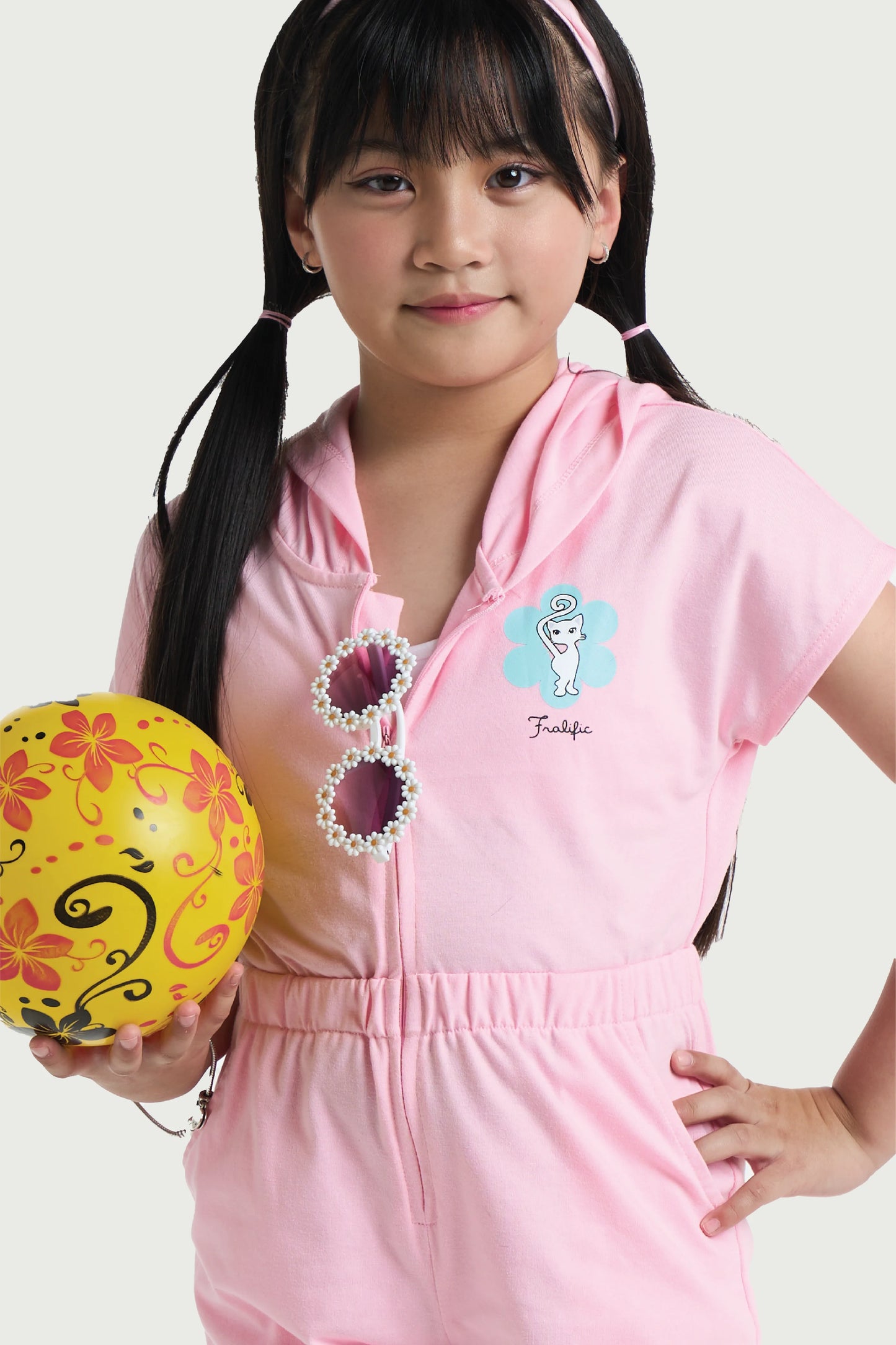 Kids Wear Pink Hooded Romper for Girls