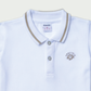 Toddler Boys White Polo Shirt with Beige Lining and Fralific Merch Icon