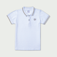 Toddler Boys White Polo Shirt with Beige Lining and Fralific Merch Icon
