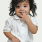Toddler Boys White Polo Shirt with Beige Lining and Fralific Merch Icon