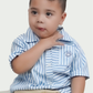 Toddler Boys Blue Striped Polo with Fralific Merch Icon