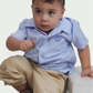 Toddler Boys Blue Striped Polo with Fralific Merch Icon