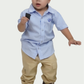 Toddler Boys Blue Striped Polo with Fralific Merch Icon