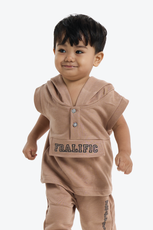 Brown Sleeveless Hoodie for Toddler Boys