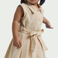 Beige Sleeveless Dress for Toddler Girls