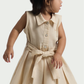 Beige Sleeveless Dress for Toddler Girls