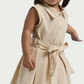 Beige Sleeveless Dress for Toddler Girls