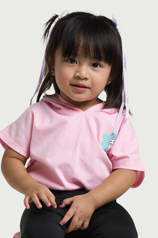 Pink Cropped Hoodie - Minimal Print for Toddler Girl