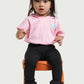 Pink Cropped Hoodie - Minimal Print for Toddler Girl