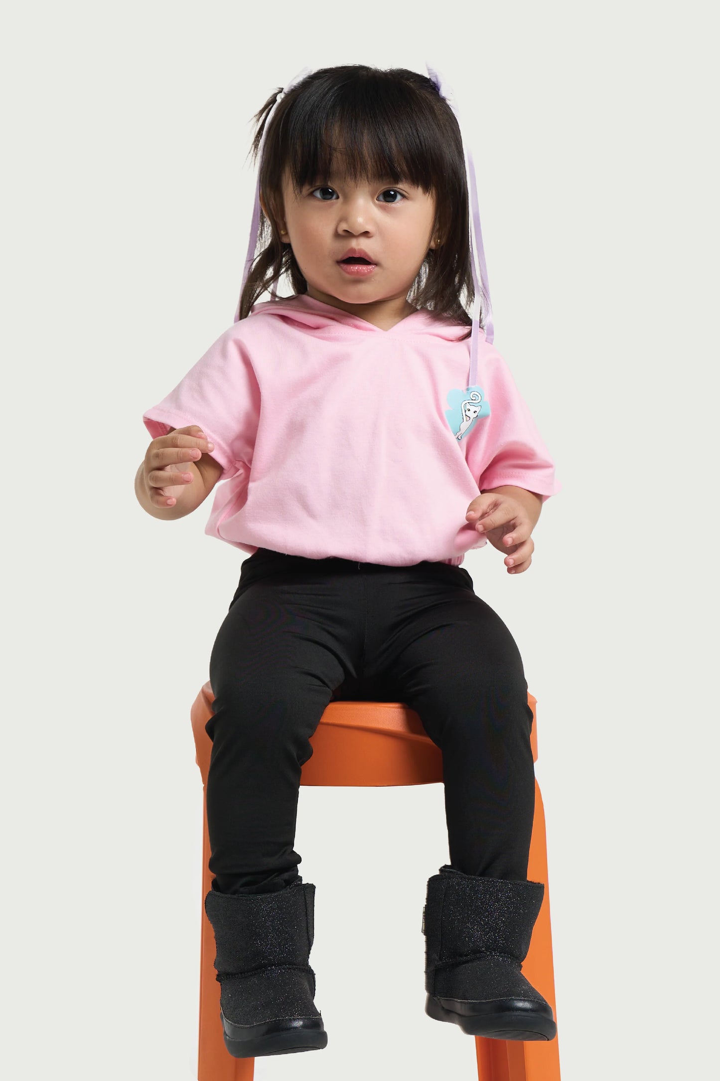 Pink Cropped Hoodie - Minimal Print for Toddler Girl