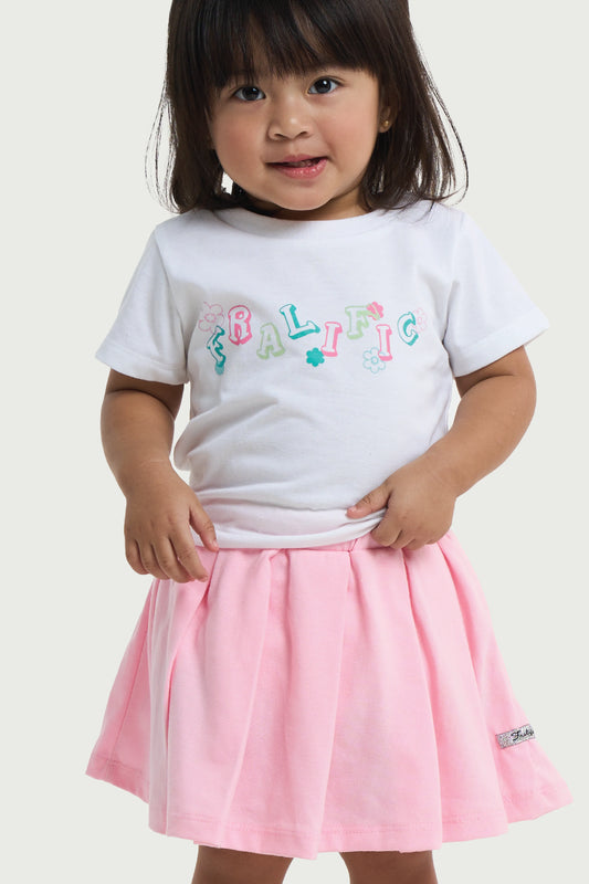 T-Shirt Graphic Tee & Pink Pleated Skirt Set for Toddler Girl
