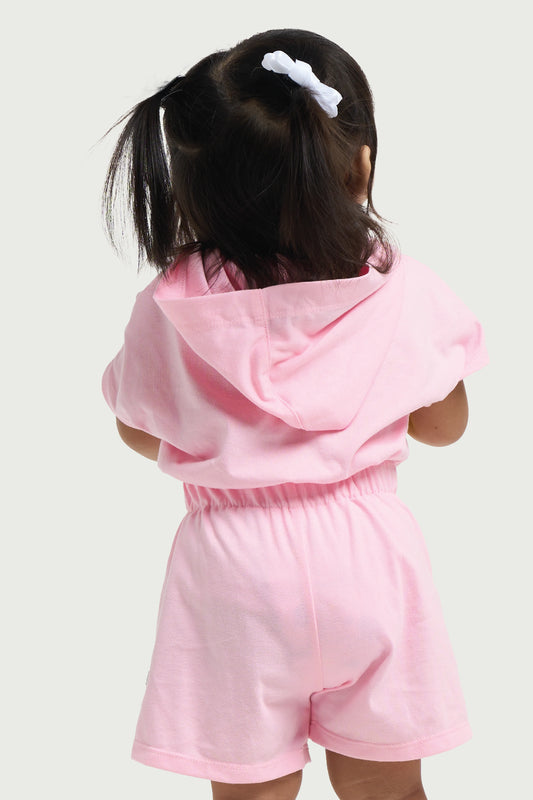 Pink Hoodie Romper for Toddlers